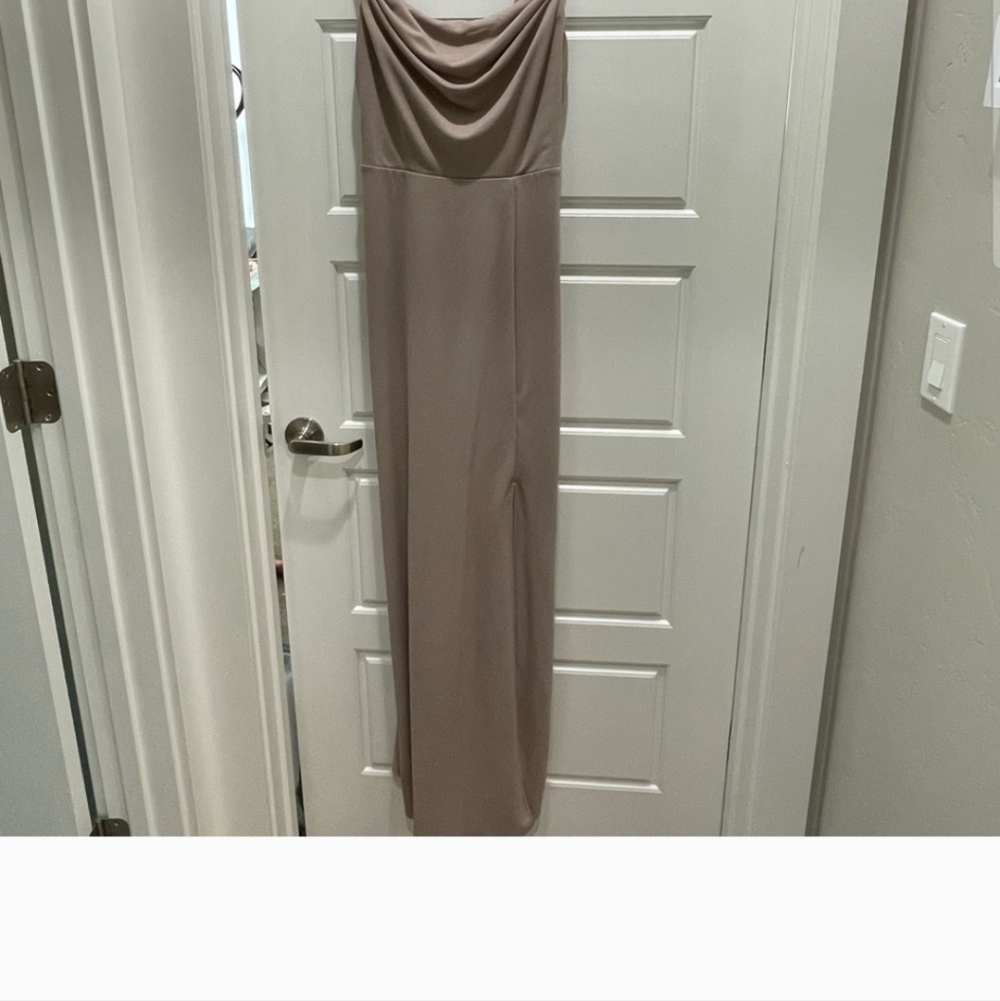 Birds Grey Ash Crepe Bridesmaid Dress in Toffee Medium